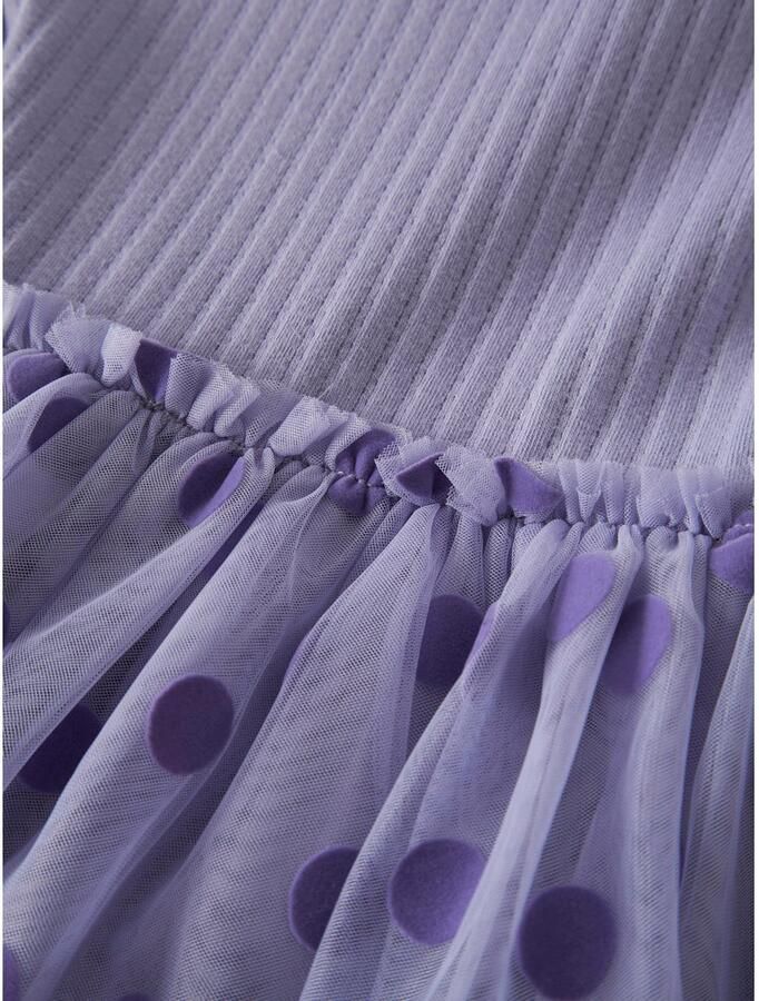 NAME IT MINI gebreide midi jurk met stippen paars