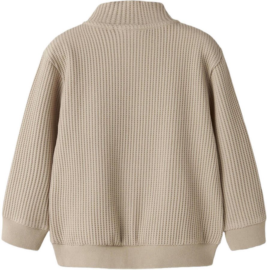 NAME IT MINI gebreide trui beige Jongens Katoen Opstaande kraag Effen