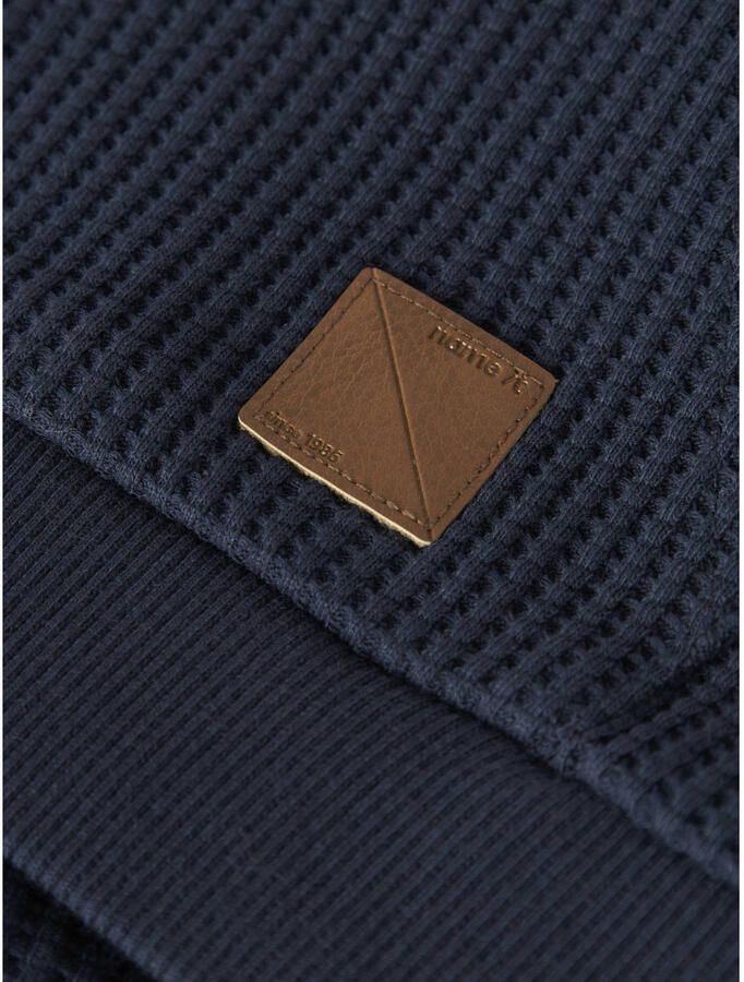 NAME IT MINI gebreide trui donkerblauw Jongens Katoen Opstaande kraag - Foto 2
