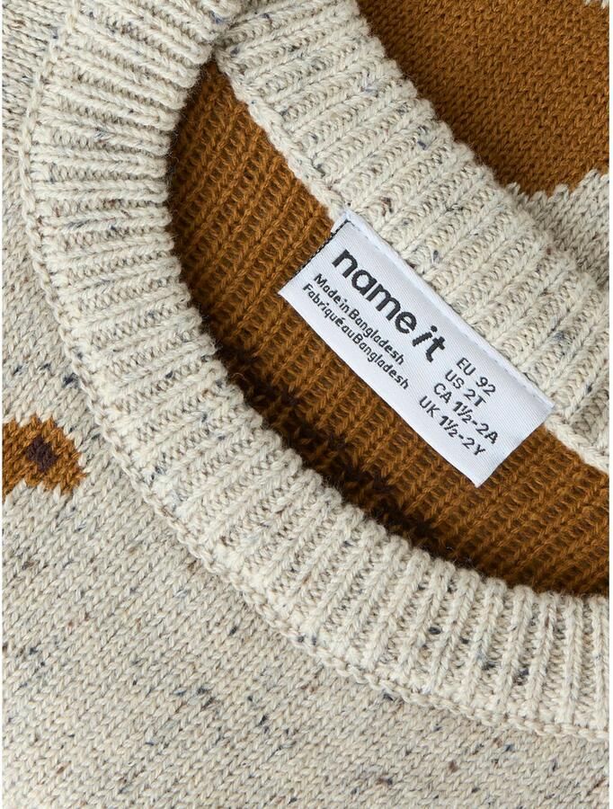 NAME IT MINI gebreide trui met print ecru Jongens Katoen Ronde hals All over print - Foto 2