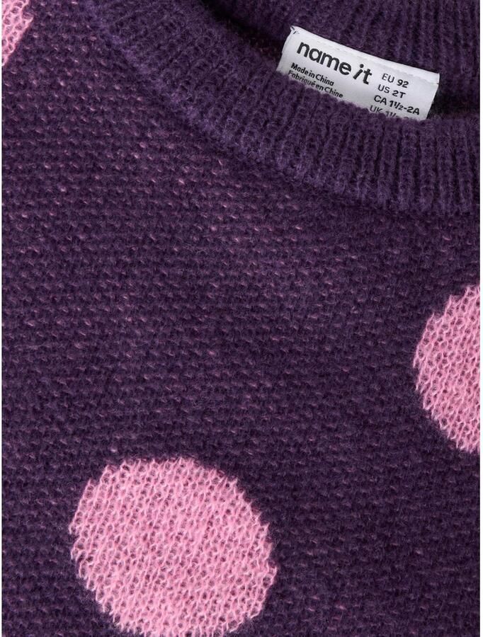 NAME IT MINI gebreide trui met stippen paars roze