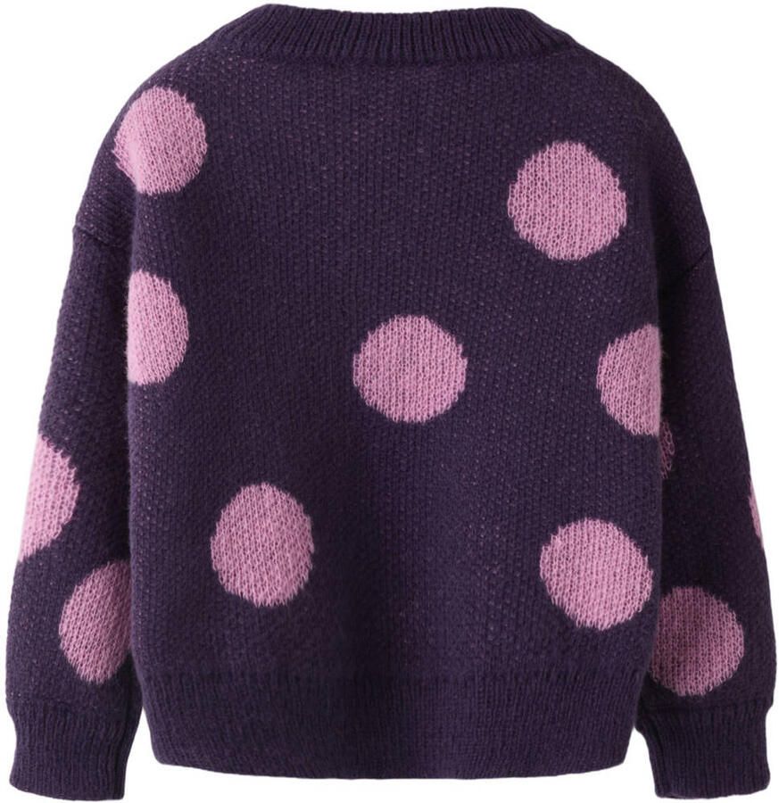 NAME IT MINI gebreide trui met stippen paars roze - Foto 2