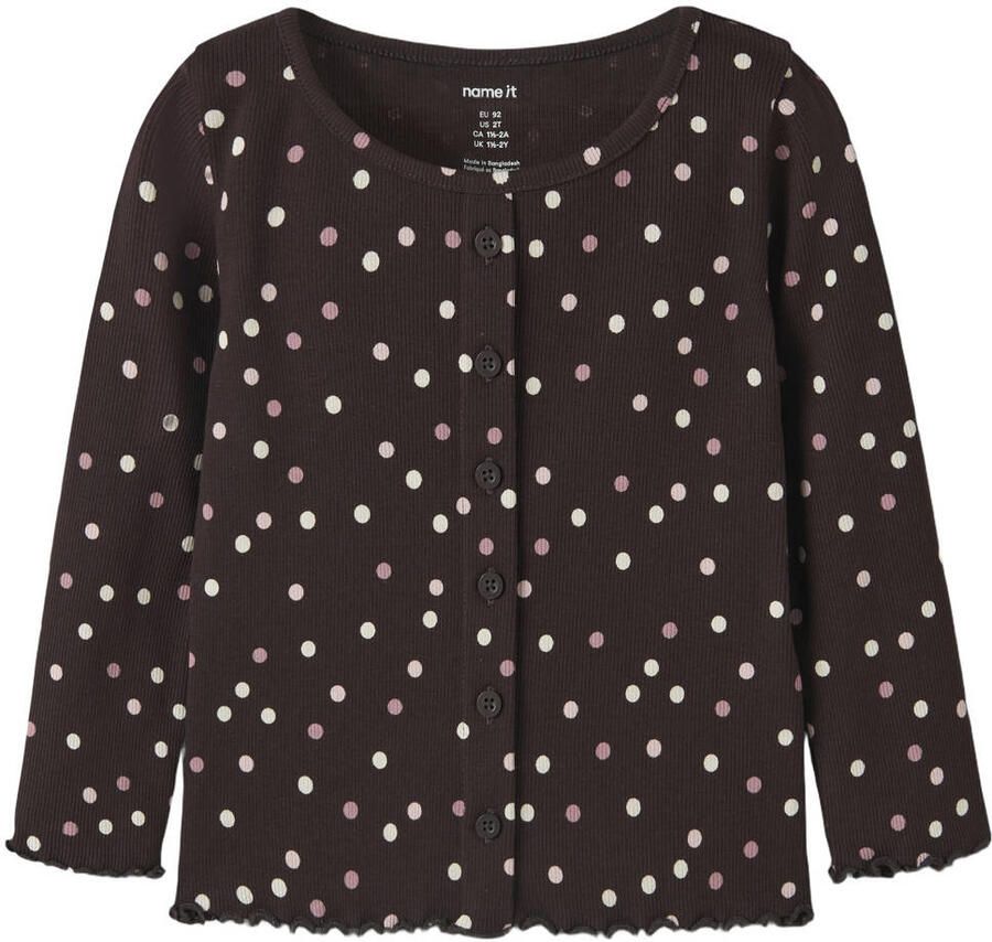 NAME IT MINI gebreide vest met stippen bruin