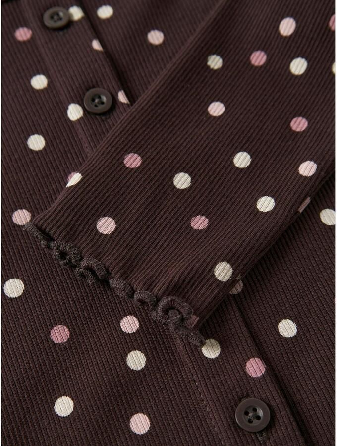NAME IT MINI gebreide vest met stippen bruin - Foto 2