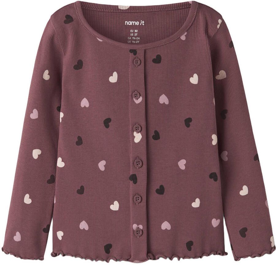 NAME IT MINI gebreide vest met stippen roodbruin