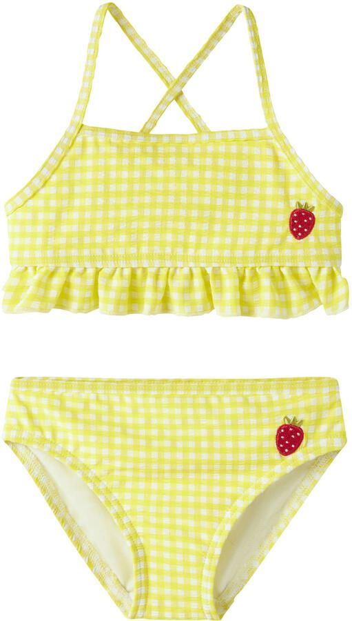 NAME IT MINI geruite crop bikini geel