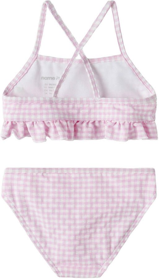NAME IT MINI geruite crop bikini roze - Foto 3