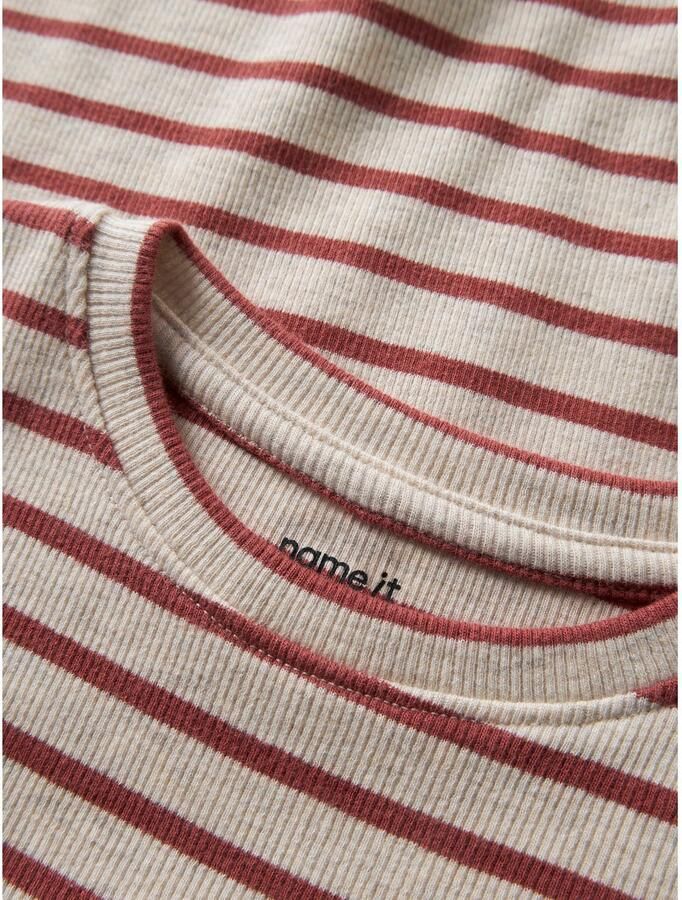 NAME IT MINI gestreepte longsleeve beige rood Meisjes Katoen Ronde hals - Foto 2