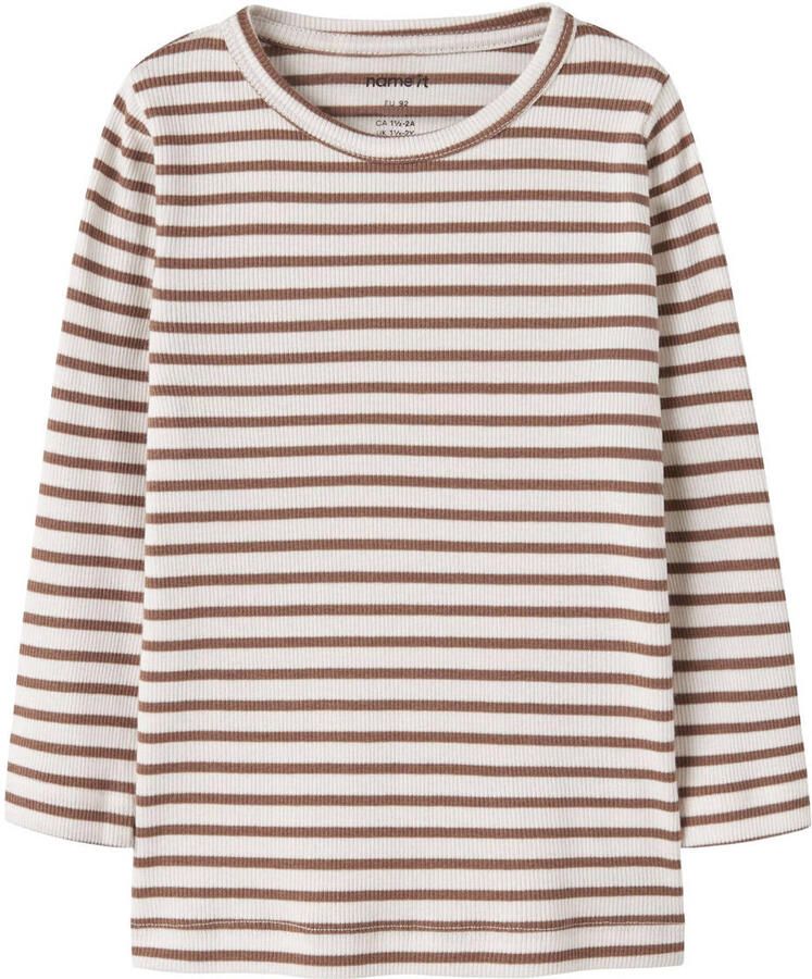 NAME IT MINI gestreepte longsleeve bruin ecru