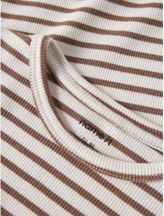 NAME IT MINI gestreepte longsleeve bruin ecru - Foto 2