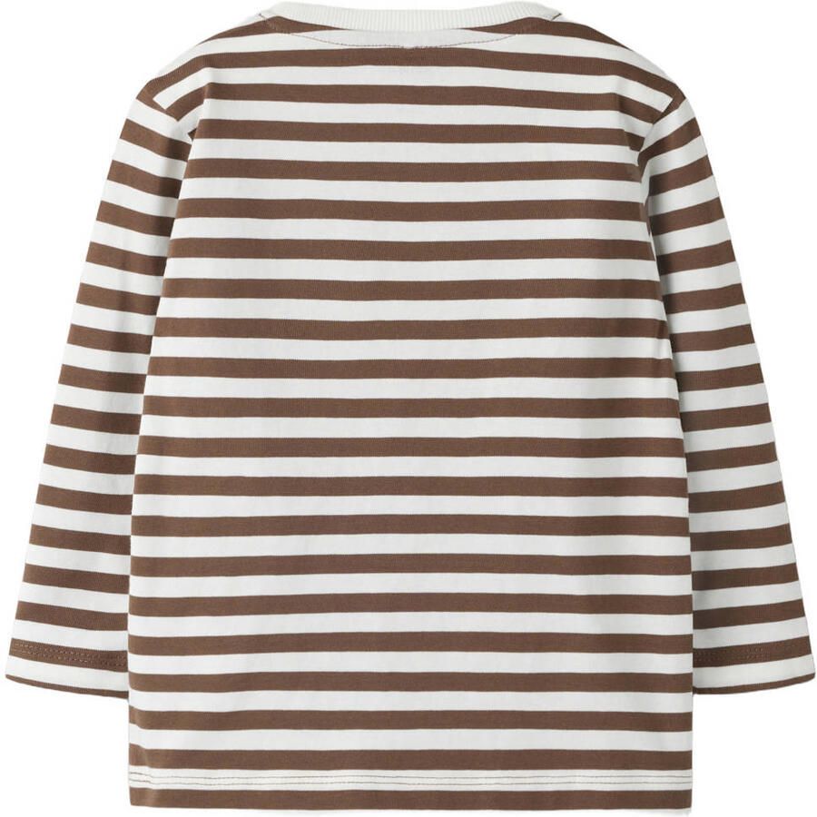 NAME IT MINI gestreepte longsleeve bruin wit Jongens Katoen Ronde hals - Foto 2