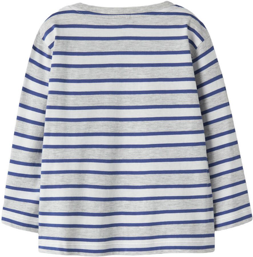 NAME IT MINI gestreepte longsleeve met borduursels lichtgrijs - Foto 2