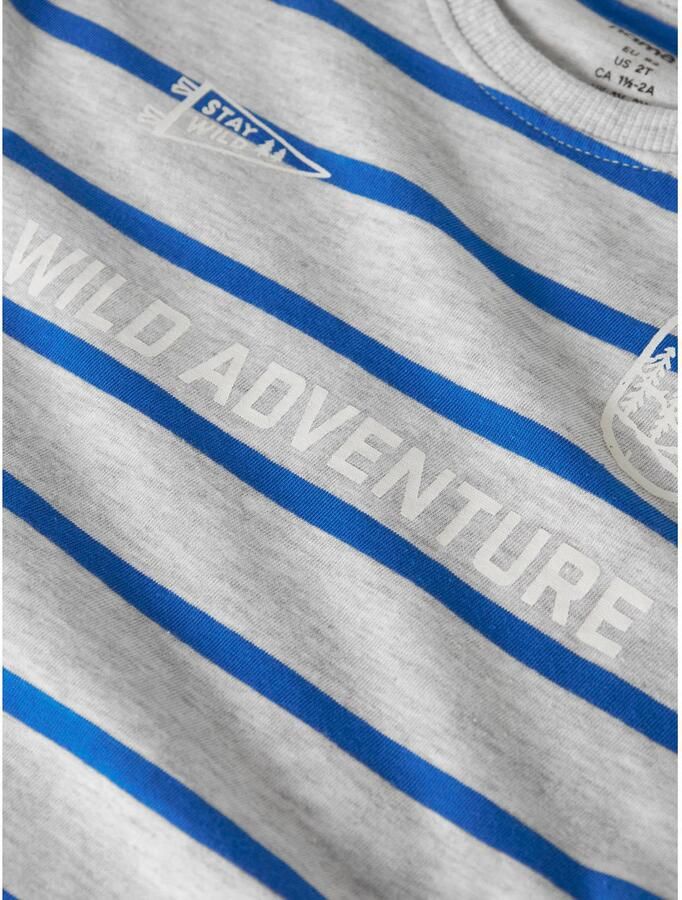 NAME IT MINI gestreepte longsleeve met tekst grijs blauw - Foto 2