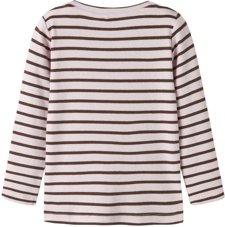 NAME IT MINI gestreepte longsleeve roze bruin - Foto 2