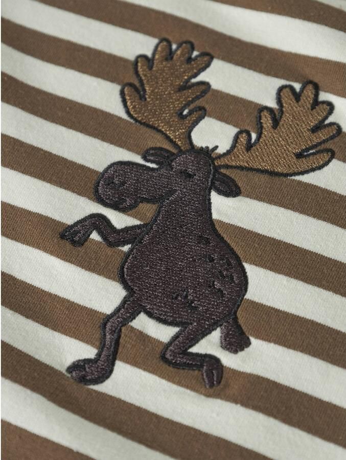 NAME IT MINI gestreepte sweater met borduursels bruin wit Printopdruk - Foto 2
