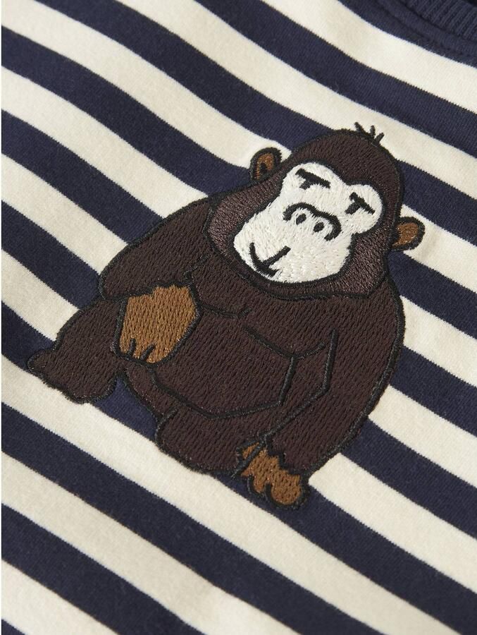 NAME IT MINI gestreepte sweater met borduursels donkerblauw wit Printopdruk - Foto 2