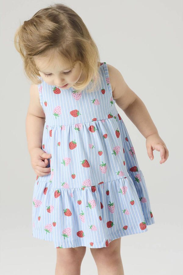 NAME IT MINI gestreepte zomerjurk lichtblauw