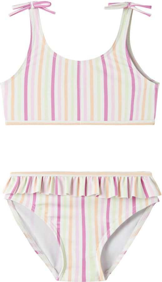 NAME IT MINI getreept crop bikini roze multicolor