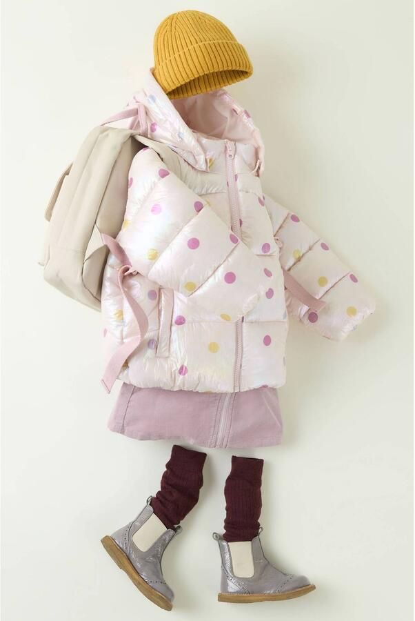 NAME IT MINI gewatteerde jas wit Meisjes Nylon Capuchon Stip - Foto 3