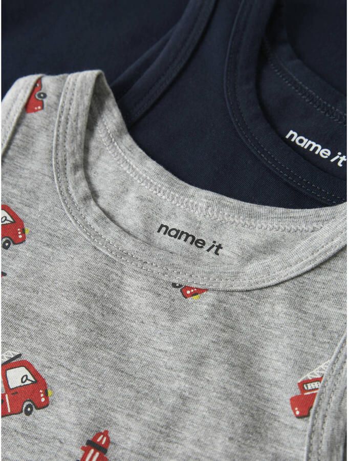 NAME IT MINI hemd grijs zwart (set van 2)