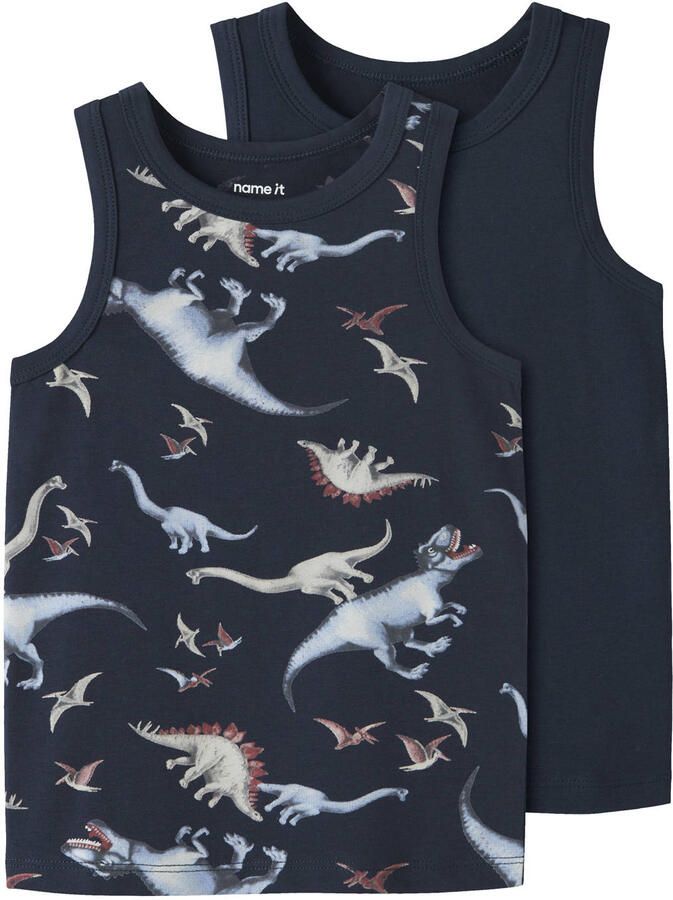 NAME IT MINI hemd met print donkerblauw (set van 2)
