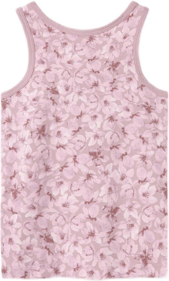 Name it MINI hemd NMFTANK TOP FLOWER set van 2 mauve Paars Meisjes Stretchkatoen Ronde hals 104 - Foto 2