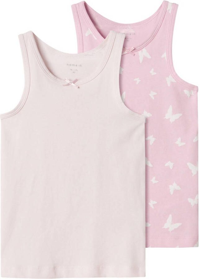 Name it MINI hemd set van 2 roze lichtroze Meisjes Stretchkatoen Ronde hals 104 - Foto 3