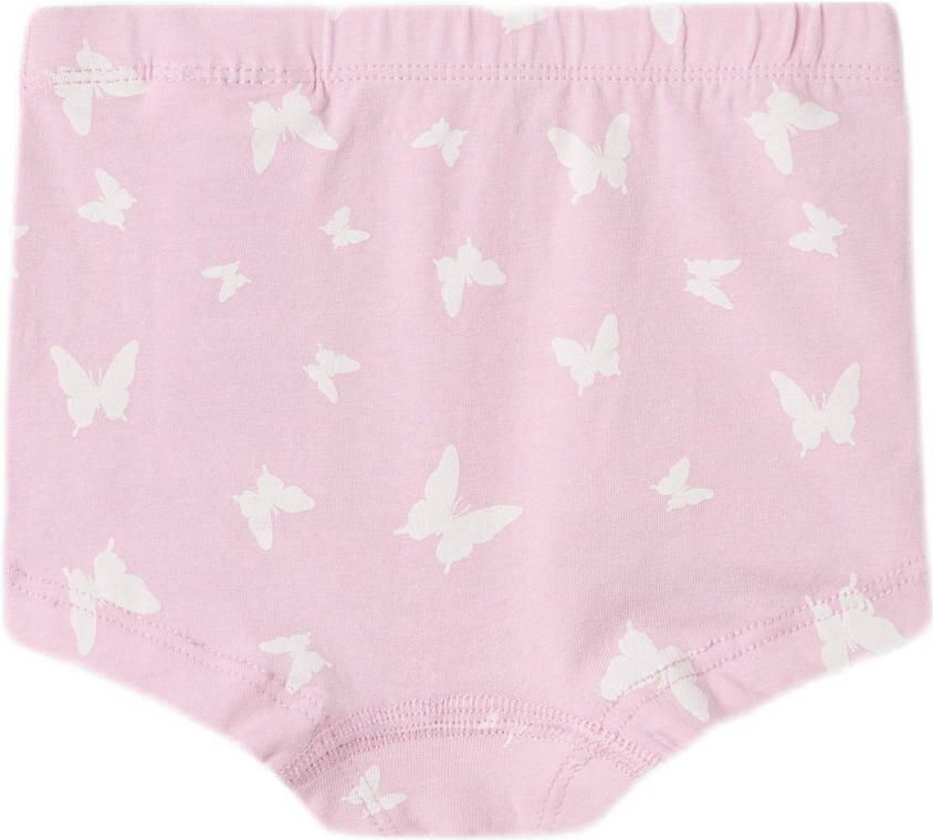 Name it MINI hipster NMFTIGHTS BUTTERFLY set van 3 roze lichtroze Slip Meisjes Stretchkatoen 104