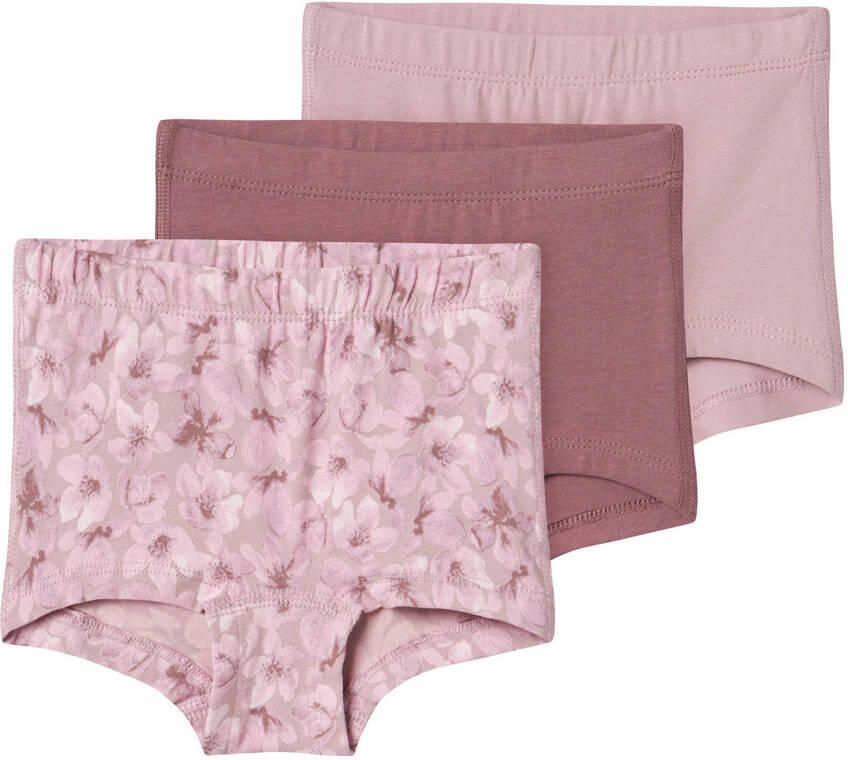 Name it MINI hipster NMFTIGHTS FLOWER set van 3 paars mauve Slip Meisjes Stretchkatoen 104 - Foto 3