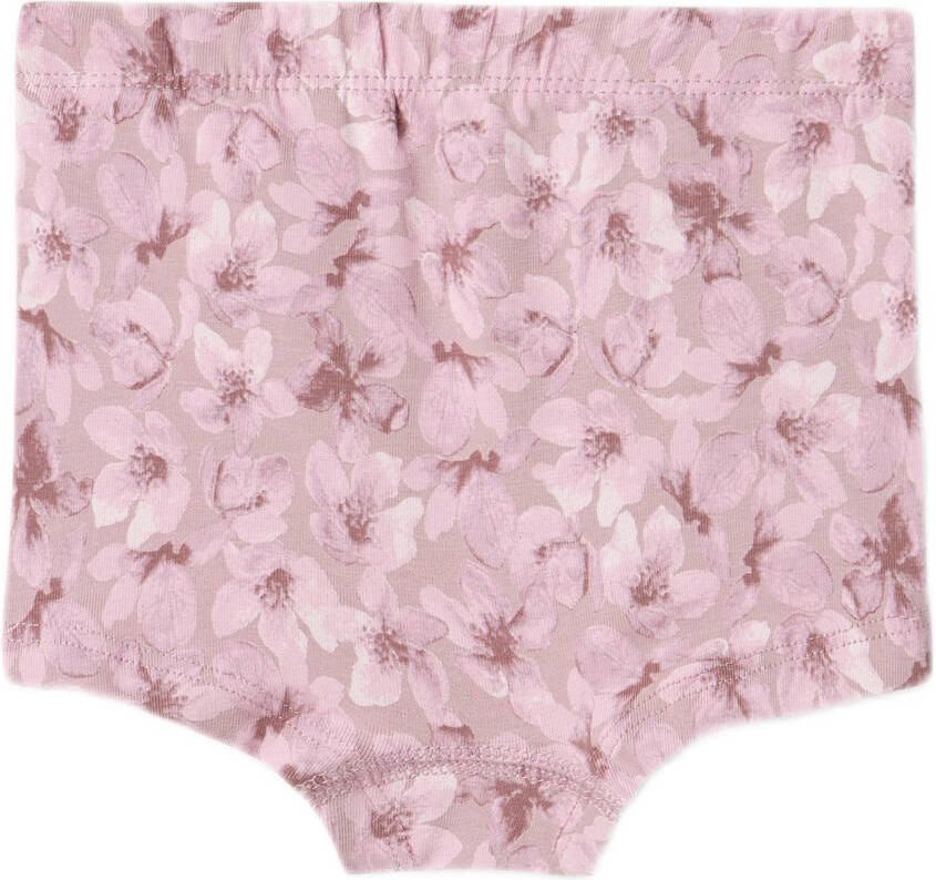 Name it MINI hipster NMFTIGHTS FLOWER set van 3 paars mauve Slip Meisjes Stretchkatoen 104