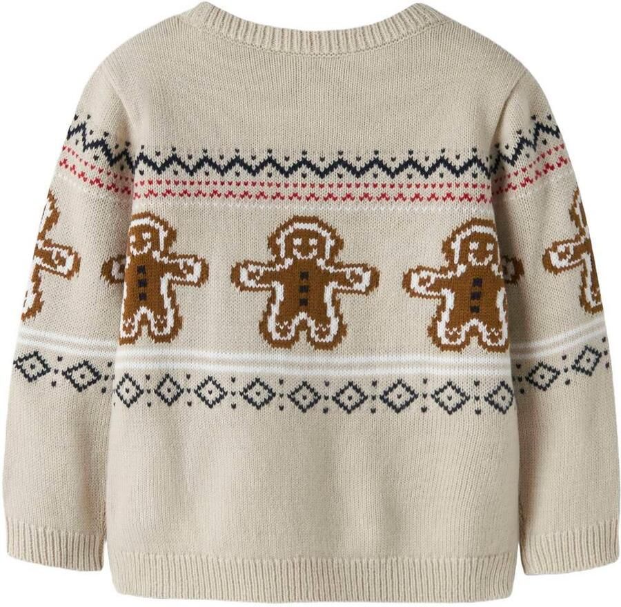 NAME IT MINI jacquard kersttrui met print beige Jongens Acryl Ronde hals - Foto 2