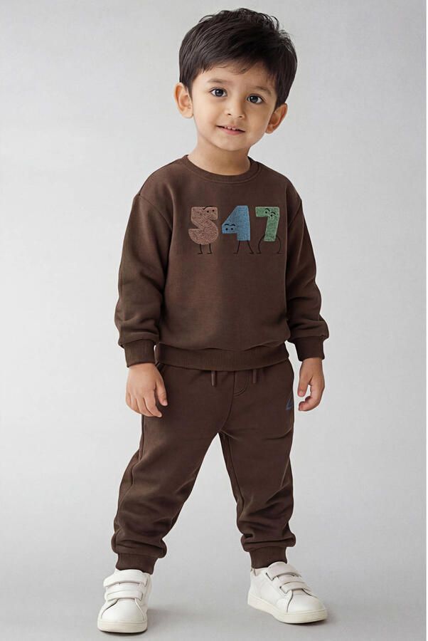 NAME IT MINI joggingbroek met print bruin Jongens Sweat Printopdruk - Foto 2