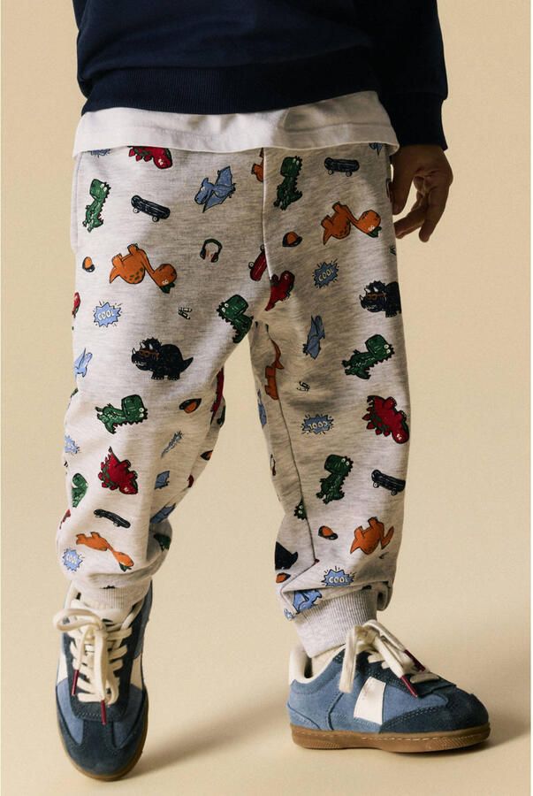 NAME IT MINI joggingbroek met print grijs