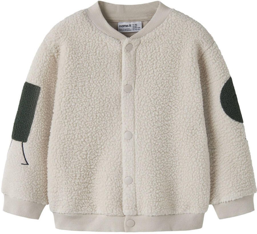 NAME IT MINI junior teddy jas beige Jongens Polyester Klassieke kraag