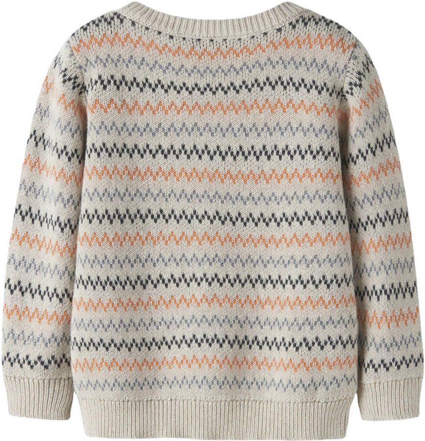 NAME IT MINI katoenen gebreide trui met print beige All over print