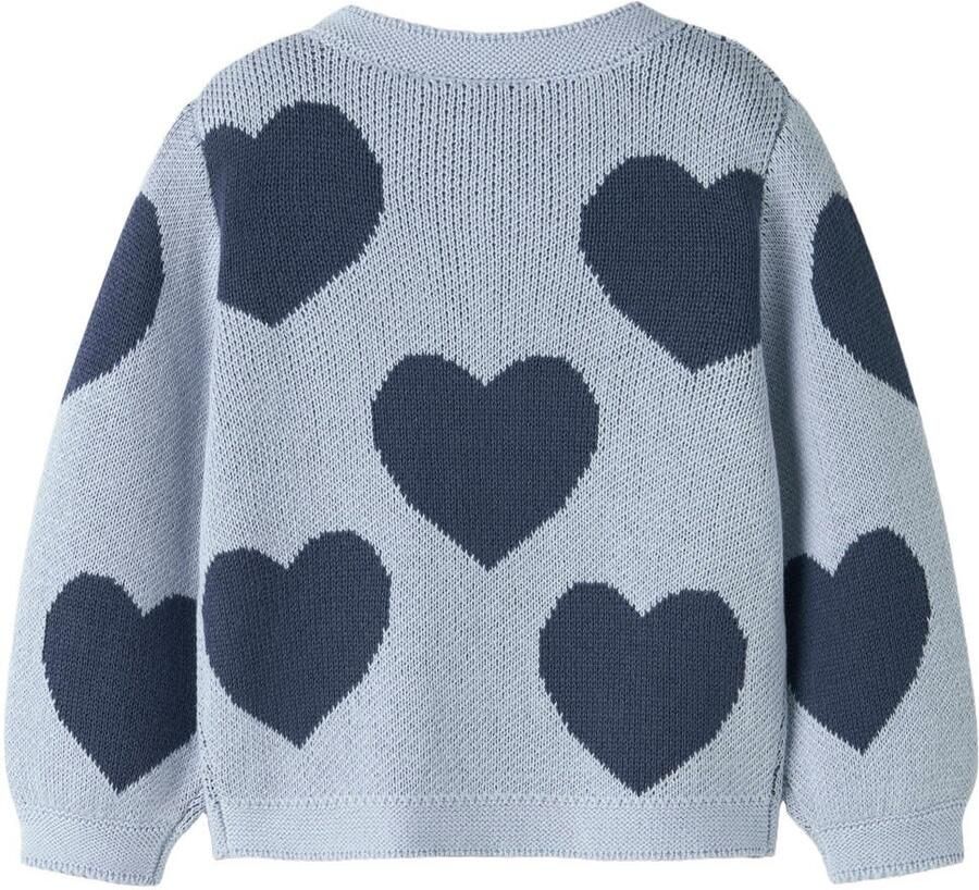 NAME IT MINI katoenen gebreide vest met hartjes blauw - Foto 2