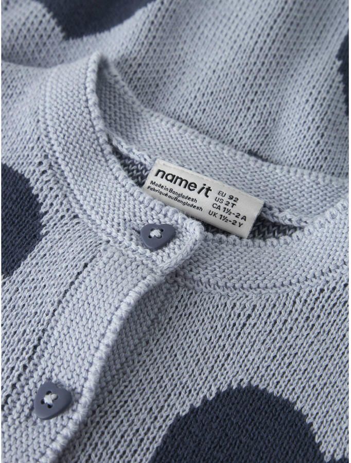 NAME IT MINI katoenen gebreide vest met hartjes blauw - Foto 3
