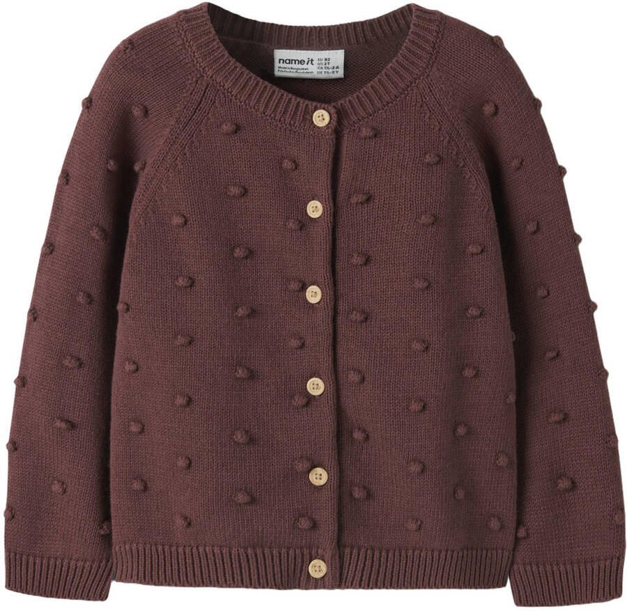 NAME IT MINI katoenen gebreide vest roodbruin