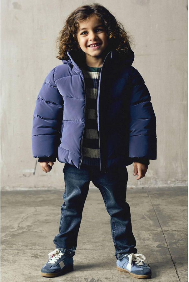 NAME IT MINI katoenen oversized gestreepte gebreide trui blauw Streep - Foto 2