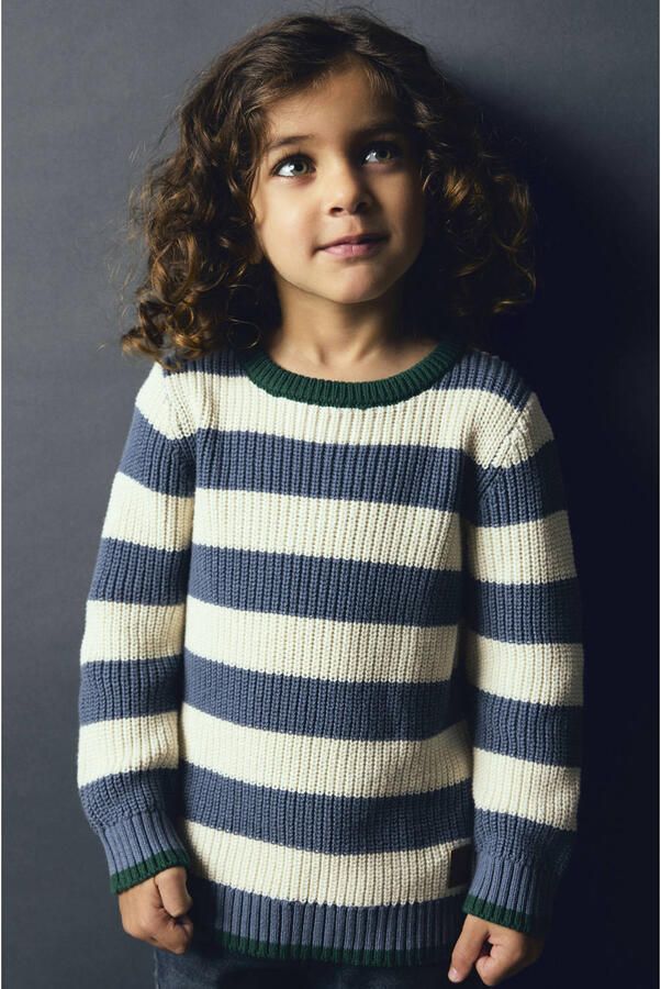NAME IT MINI katoenen oversized gestreepte gebreide trui blauw Streep
