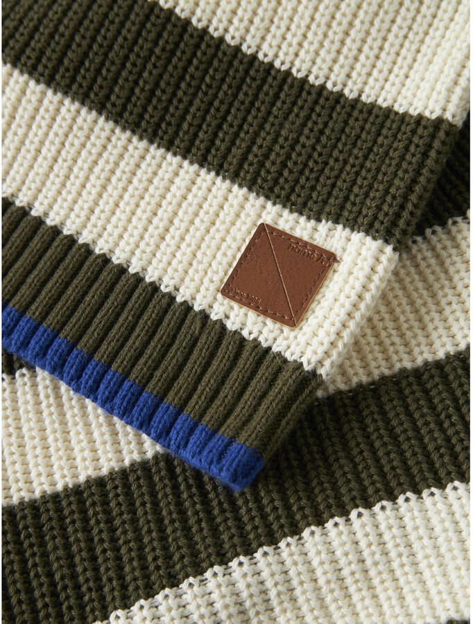 NAME IT MINI katoenen oversized gestreepte trui donkergroen Streep