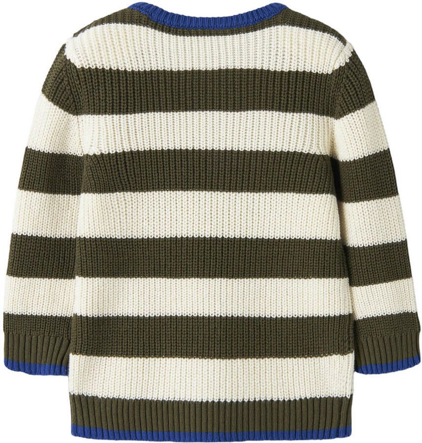 NAME IT MINI katoenen oversized gestreepte trui donkergroen Streep - Foto 2