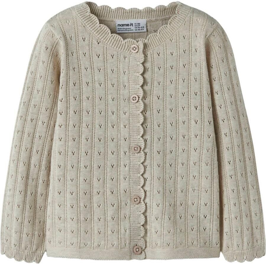 NAME IT MINI katoenen rechtvallend gebreid vest beige Effen