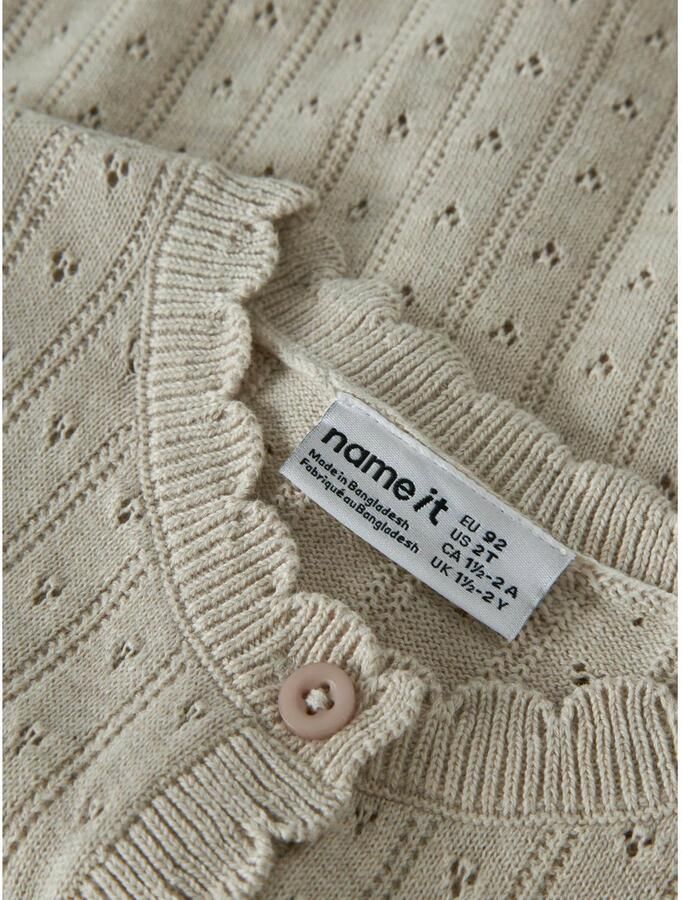 NAME IT MINI katoenen rechtvallend gebreid vest beige Effen - Foto 2