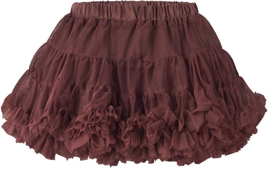 NAME IT MINI korte tule rok met ruches roodbruin