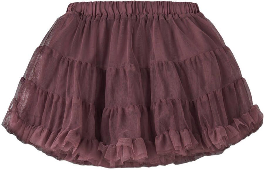NAME IT MINI korte tule rok met ruches roodbruin - Foto 3