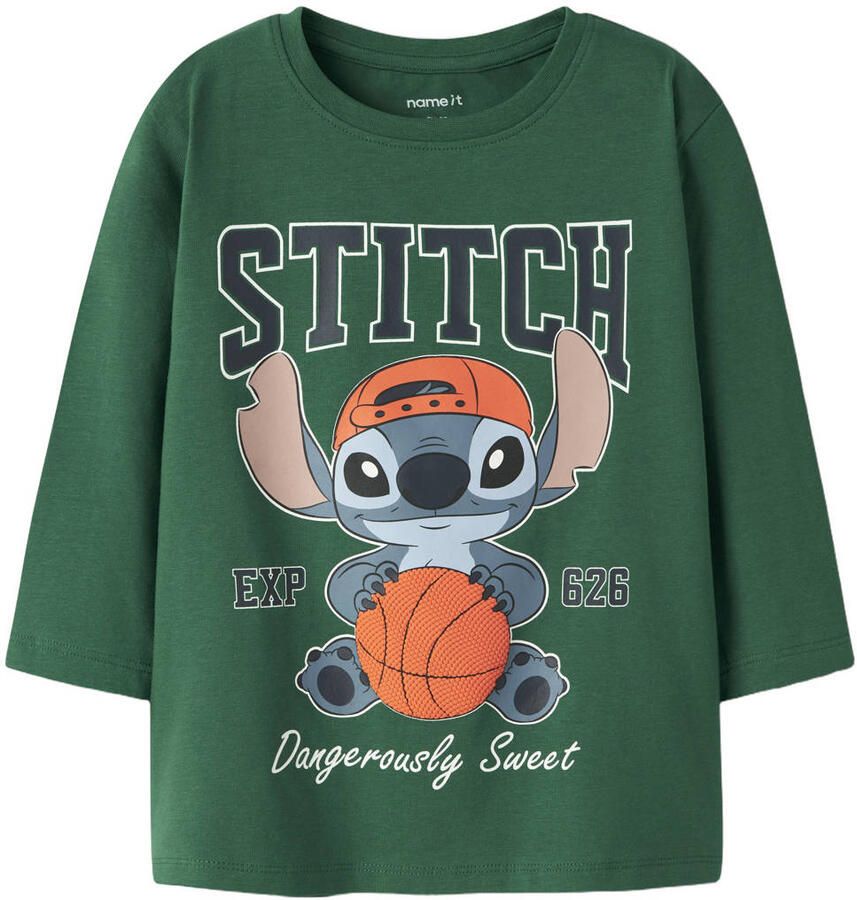 NAME IT MINI Lilo & Stitch longsleeve met print groen
