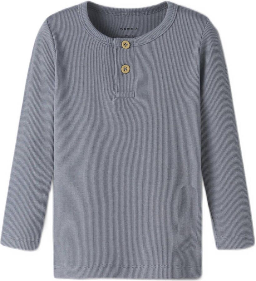 Name It Shirt met lange mouwen NMMKAB LS TOP NOOS in henley-stijl met korte knoopsluiting bij de halslijn