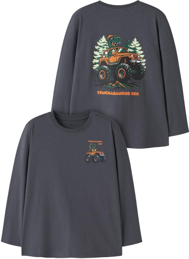 NAME IT MINI longsleeve met backprint donkerblauw Jongens Katoen Ronde hals - Foto 2
