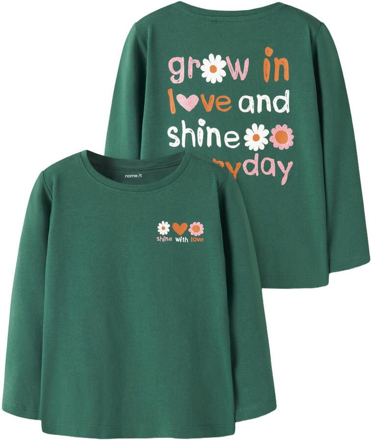 NAME IT MINI longsleeve met backprint groen
